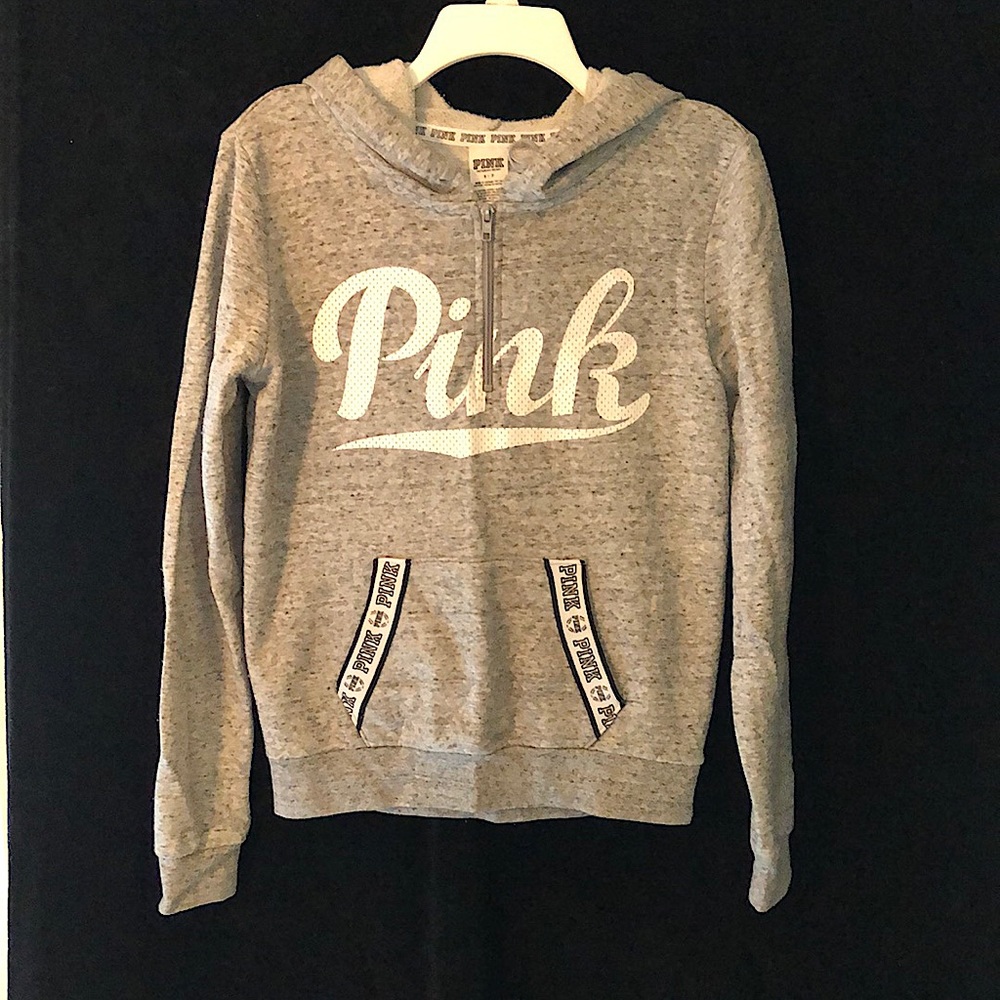 Pink Grey Quarter Zip Hoodie/Sweater